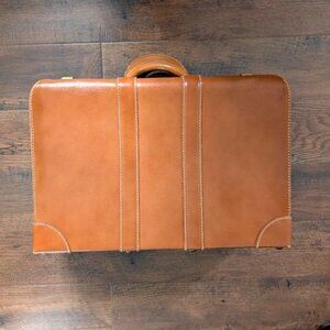 Vintage Lido New York Cowhide Leather Suitcase/Luggage/Retro Travel